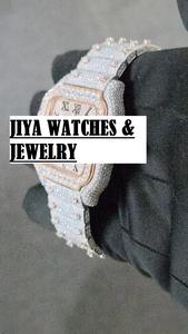 Montre pour homme en moissanite VVS, boîtier carré en alliage glacé 40 mm, mouvement à quartz Miyota, cadran à chiffres romains antiques - Product Image 5