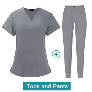 Women's Medical <b>Scrubs</b> Nurse Uniform <b>Top</b> Woven Fabric <b>Scrub</b> Sets for Hospitals OEM Service Available - Product Image 3