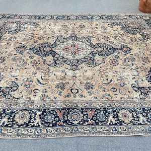 Alfombra Turca Extra Grande de 9.5x12.1 pies (289x369 cm), Alfombra Vintage con Diseño Floral Azul - Product Image 2