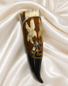 Cuerno Vikingo de Lujo Hecho a Mano de Cuerno de Búfalo, Estilo Nórdico Medieval, Grabado, para Cerveza, Hidromiel, Vino y Decoración de Bar - Product Image 1