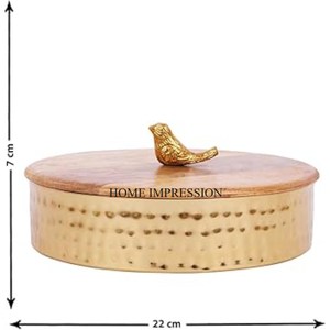 Taille et logo personnalisés disponibles Conteneur de stockage Chapati fantaisie de haute qualité design vintage de forme ronde en provenance d'Inde - Product Image 3