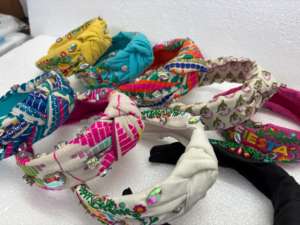 Handmade Embroidered Chiffon Smart Casual Headbands with Mirror Work Rhinestones for Women Fashion <b>Hair</b> <b>Accessories</b> Wholesale - Product Image 3