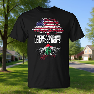 T-shirt promotionnel du Liban : American Grown with Lebanese Roots - Product Image 2