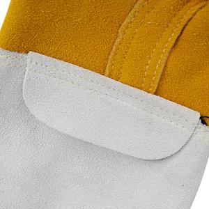 ถุงมือเชื่อมหนังวัวสีเหลือง 850 สำหรับงานหนัก พรีเมียม ทนความร้อน บุผ้าฝ้าย หนัง ISONZ หนา 1.2 มม. - Product Image 5