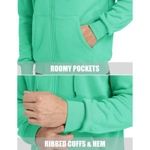 Diseños personalizados de los hombres de algodón con capucha de lana cremallera suéter con capucha bordada patrón sólido primavera y otoño tendencia sudaderas con capucha - Product Image 3