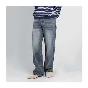 กางเกงยีนส์ผู้ชายกว้างกางเกงยีนส์ลำลองสไตล์คลาสสิกทรงหลวมสวมใส่สบายกางเกงใส่ได้ทุกวัน H5007ทุกฤดูกาล - Product Image 4