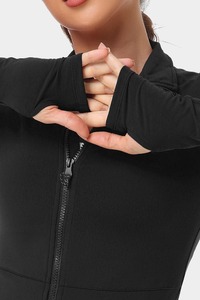 Body Deportivo Ligero de manga larga para mujer, transpirable, elástico en cuatro direcciones, de secado rápido, gimnasio, Fitness, Yoga, cremallera, ropa para correr - Product Image 4