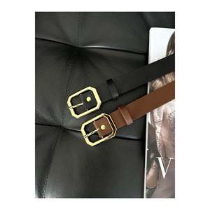 Ceinture carrée pour femme, ceinture pour pantalon, ceinture pour veste, ceinture pour robe - Noir et beige - Or - Product Image 3