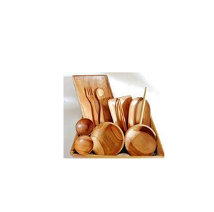 Service de vaisselle en bois et assiettes de service de nourriture pour restaurant ensembles de vaisselle en bois d'acacia massif - Product Image 4