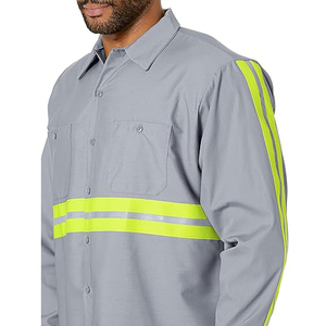 Salut Viz Vis haute visibilité chemise boutonnée bande réfléchissante sécurité travail bouton T-Shirt chemises de travail personnalisées - Product Image 3