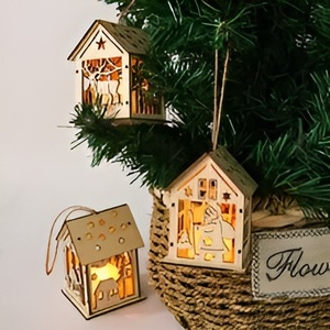 Maison en bois LED de Noël-Maison en bois de luxe moderne avec la dernière décoration de Noël de cette année - Product Image 3