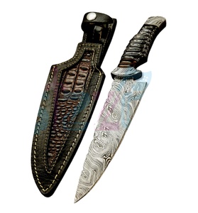 Handmade Damascus Steel Blade Kitchen <b>Knife</b> Custom Professional Chef Design with Ergonomic <b>Handle</b> and Leather Sheath Gift - Product Image 1
