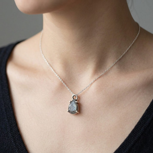 จี้ห้อยรูปทรงลูกแพร์ขนาด 8 มม. ทำจากลาบราโดไรต์ เงินสเตอร์ลิง ชุบออกซิไดซ์สีดำ พร้อมห่วงสำหรับทำจี้ ของขวัญสำหรับงานประดิษฐ์เครื่องประดับ - Product Image 6