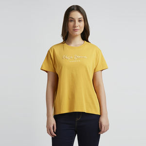 Camiseta de Cuello Redondo para Mujer, Mezcla de Algodón y Poliéster, Manga Corta, Suave y Transpirable, Ropa Casual de Verano para Compradores B2B al por Mayor - Product Image 1