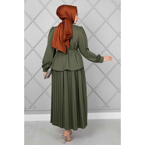 Costume Hijab 2 pièces avec boutons sur les épaules kaki - Product Image 3