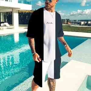 Men's Oversized T-shirts 2-Piece O-<b>Neck</b> 3D Short Sleeve Shirt Shorts Set Summer Running Suit Breathable for Autumn Season - Product Image 5