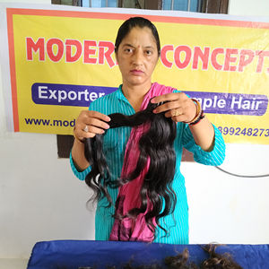 100% máquina virgen cruda sin procesar doble trama Bodywave templo indio extensiones de cabello humano onda Natural disponibilidad al por mayor - Product Image 3