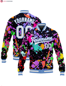 Blousons de baseball varsity pour hommes, grande taille, 100% coton, antibactériens, avec logo personnalisé, col montant et patch brodé sur le devant - Product Image 1