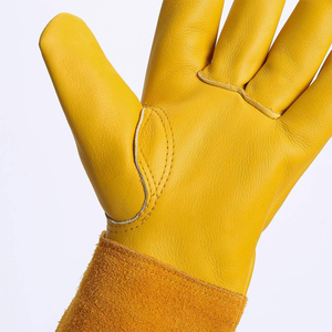 Gants de jardinage, de soudage Femmes Hommes Gants de jardinage en cuir de vachette avec protection longue de l'avant-bras, traitement (moyen, jaune) - Product Image 4