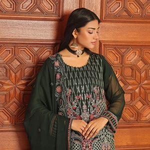 Bin Hameed diseñador mujer 3 piezas gasa bordado pakistaní Panjabi vestido fiesta desgaste Vol RINA trajes de novia - Product Image 1