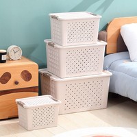 Boîte de rangement rectangulaire en plastique empilable, panier de rangement pour vêtements, conteneur pour jouets, bac de rangement pour la maison, boîte de rangement en plastique
