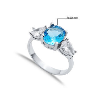 แหวนเพชร CZ ทรงไข่ทำด้วยมือสำหรับผู้หญิงทำจาก925สเตอริงทำด้วยมือสไตล์ตุรกี - Product Image 2