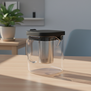 Théière en verre borosilicate résistant à la chaleur de 1100 ml avec poignée, style nordique et couvercle en plastique, fabriquée à Taïwan - Product Image 2