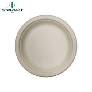 Platos desechables biodegradables 100% ecológicos Fibras vegetales sostenibles en blanco y marrón Plato de 6 \ "de diferentes tamaños - Product Image 2