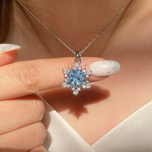 NOVAMART Fine Hallmark Trendy Silver Beauty Snowflake <b>Pendant</b> with Gold & Rhodium Plating Diamond <b>Emerald</b> Pearl Brass Chains Nec - Product Image 1