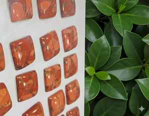 หินควอตซ์มะฮอกกานีออบซิเดียนคุณภาพดีที่สุดจากอินเดีย สำหรับทำเครื่องประดับ รูปทรงสี่เหลี่ยมผืนผ้า ด้านหลังแบน สีเทอร์ควอยซ์ - Product Image 3