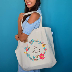 Bolso de lona plegable natural reutilizable con impresión de logotipo personalizado al por mayor bolso de compras de algodón bolso de mano liso para mujer - Product Image 3