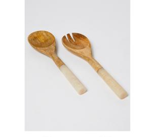 Handmade <b>Wooden</b> Salad Servers Set of 2 Resin KETCHENWAR Unique Kitchen Tools - Product Image 1