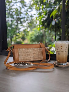 Bolsa de correas de caña, bolsa de correas bronceadas, bolsa de bandolera de ratán de caña, monedero de ratán de correas, bolsa cruzada de caña, regalo para ella - Product Image 2