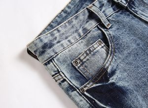 Men's 100% Cotton Formal <b>Jean</b> Ripped Slim Fit Straight Leg <b>Embroidered</b> Denim Pant Button Belt Waterproof Breathable Autumn - Product Image 6