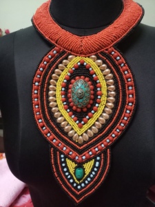 Vintage Custom African Glass Seed <b>Beads</b> Necklace Multicolored Embroidered Handmade Wedding Party Engagement Anniversary Unisex - Product Image 6