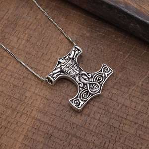 Collar con colgante sólido Chapado en plata de ley 925 de diseñador exclusivo, accesorio nórdico de moda para hombre, regalo de joyería fina - Product Image 3