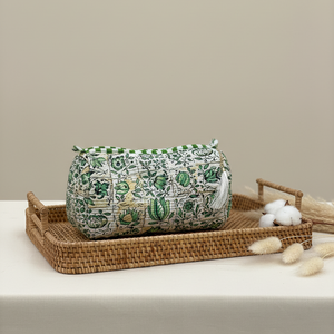 Bolsas de gasa de viaje cosméticas acolchadas reutilizables de algodón con estampado de bloques hechos a mano de diseñador de tela de algodón Floral indio de la mejor calidad - Product Image 3