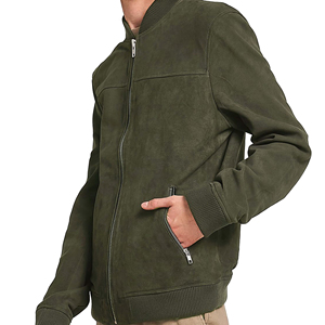 Manteau décontracté à manches longues en polyester/coton pour hommes, col montant, couleur unie avec fermeture éclair, logo avant pour l'hiver - Product Image 5