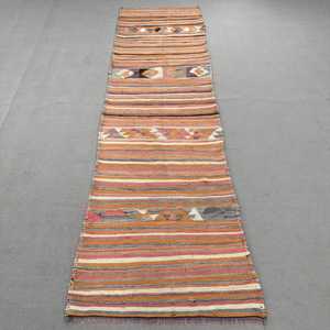 พรมตุรกี, พรมปูพื้นขนาด 3.3x10.7 ฟุต, พรมลายตารางสีส้มคิลิม - Product Image 1