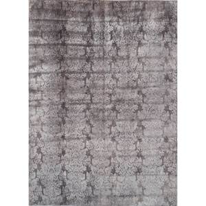 Tapis Azalea en laine et soie noué à la main, motif floral et abstrait, Pae-6120, rectangulaire, pour chambre et couloir, modèle de tapis de chambre, gris et noir - Product Image 1