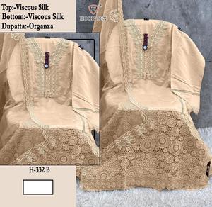 Élégant 7XL (54) hiver Viscose soie Salwar Kameez costume avec lourd Organza Dupatta indien et pakistanais vêtements pour mariages - Product Image 5