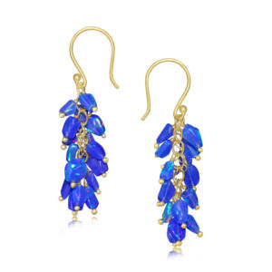 Pendientes de gota de racimo de cuentas de ópalo azul Natural de Plata de Ley 925, piedra natal de moda para mujer para fiestas, regalos para madre hermana - Product Image 3