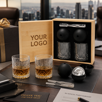 Ensemble cadeau d'entreprise personnalisé SHUNSTONE, verres à whisky de 9 oz, moule à glaçons sphériques, boîte en bambou, cadeaux promotionnels d'affaires pour hommes