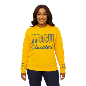 HBCU SGRho felpa in ciniglia educata oro e blu lettere ricamate in cotone Premium Divine nove greco Life abbigliamento - Product Image 1