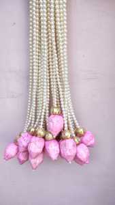 พวงมาลัยไข่มุกทำด้วยมือพร้อมที่แขวนประดับดอกบัวสีชมพูสำหรับตกแต่งงานแต่งงานตามเทศกาลเหมาะสำหรับงานปาร์ตี้หรืองานให้เป็นของขวัญ - Product Image 6