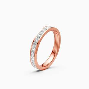 Anillo de boda apilable de eternidad completa con diamante cultivado en laboratorio de 0.62 ct en oro amarillo, blanco y rosa de 9 quilates - Product Image 3