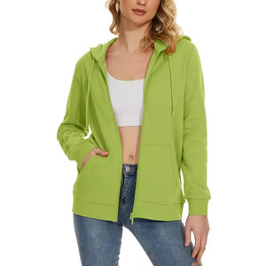 Femmes hiver Street Style col roulé fermeture éclair polaire à manches longues à capuche respirant Anti-rétrécissement conception personnalisée avant haut - Product Image 3