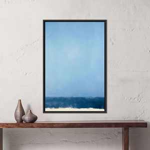 Décoration d'intérieur Zen moderne : Art mural sur toile imprimée bleu océan, encadré noir - Product Image 1