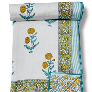 Floral king size algodón suave multicolor impreso mano bloque estampado Boho Jaipuri Rajai doble colcha edredón para hotel edredón conjunto - Product Image 1