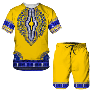 Summer 3D African Print Casual Men Shorts Suits Couple Outfits Vintage Style <b>Hip</b> Hop T Shirts +Shorts Male's Tracksuit Set - Product Image 1